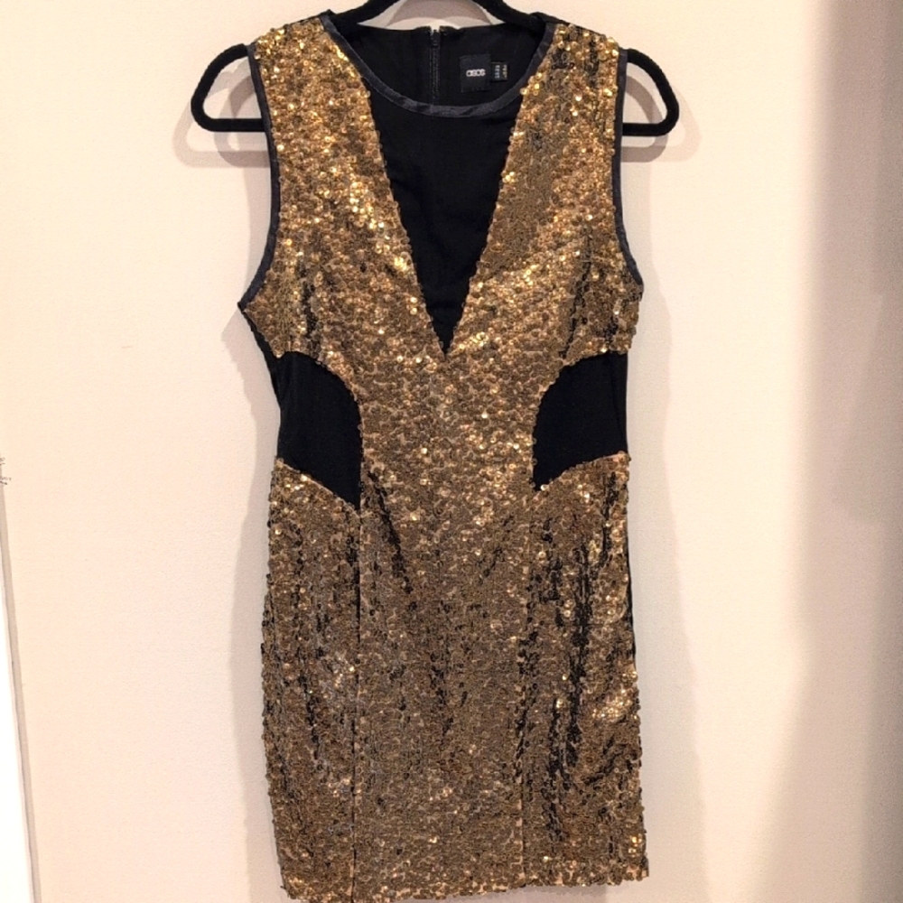 ASOS Gold and Black Sequin Dress